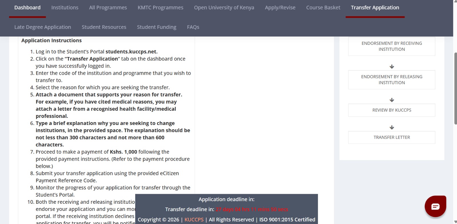 Steps to Apply for KUCCPS Inter-University Transfer 2026
